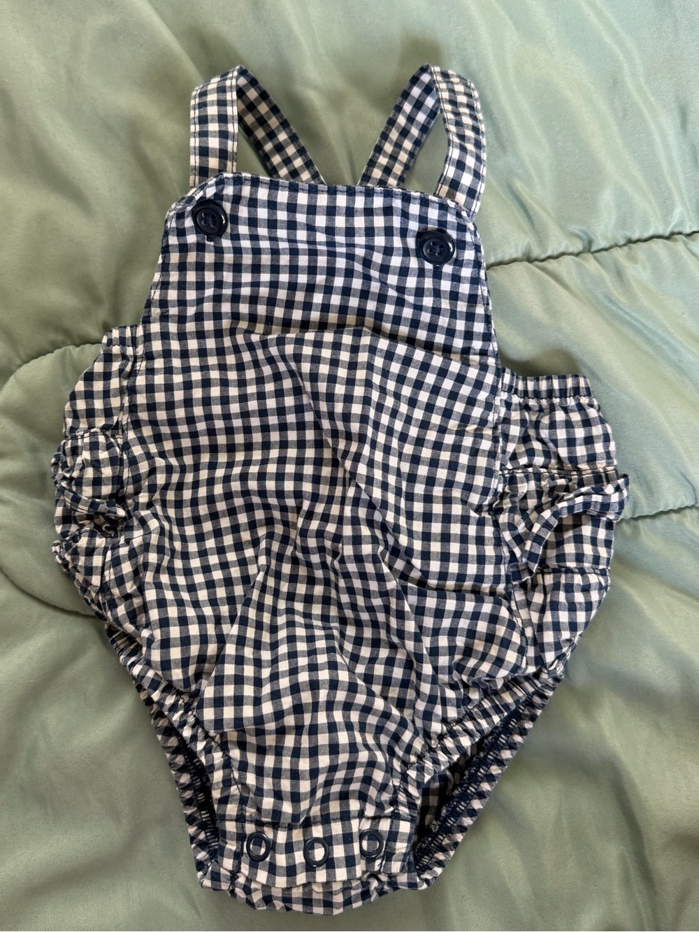 Baby Navy and White Gingham Bubble Romper